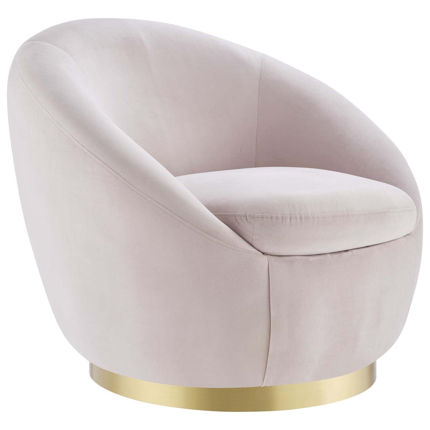 Modway Buttercup Modern Performance Velvet Swivel Chair In Gold/Pink